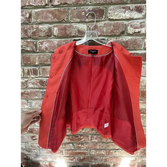 Talbots Linen Collarless Blazer Peplum Size 16P Orange Invisible Closure Petite - Picture 4 of 11